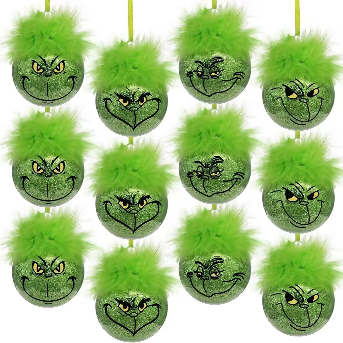 Grinch Plüsch-Weihnachtskugel-Set